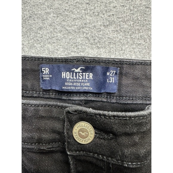 Hollister Jeans Womens 5R Black Denim Flare Stretch Y2K Style Normcore Ladies - Picture 2 of 12